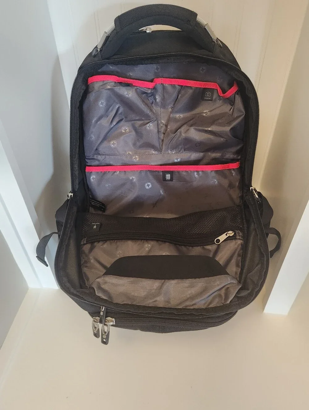SwissGear Black Men's Travel & Laptop Backpack with Red Logo
